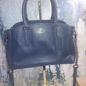 Genuine Coach  MINI SAGE Blue Leather Crossbody chain and leather strap